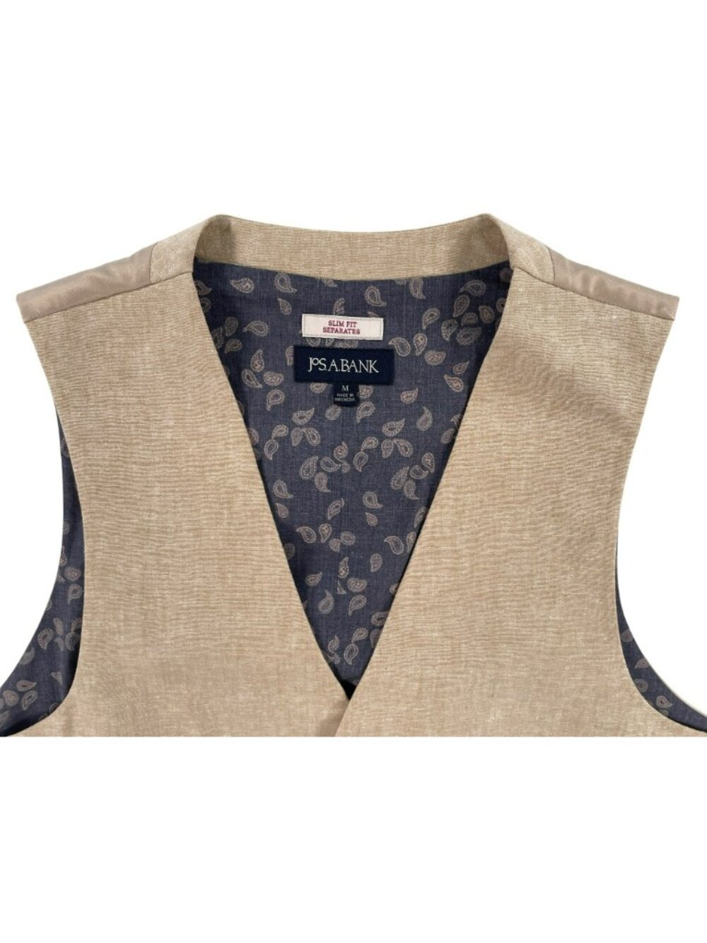 Jos. A. Bank Vest Mens Slim Fit Linen-Cotton Beige 5 Button Men's Size M NEW - Picture 2 of 7